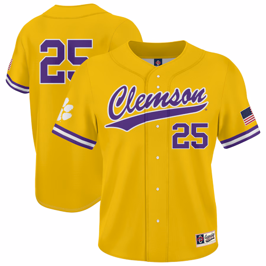 Youth GameDay Greats #25 Yellow Clemson Tigers Lightweight Collegiate Baseball Fashion Jersey - Jersey