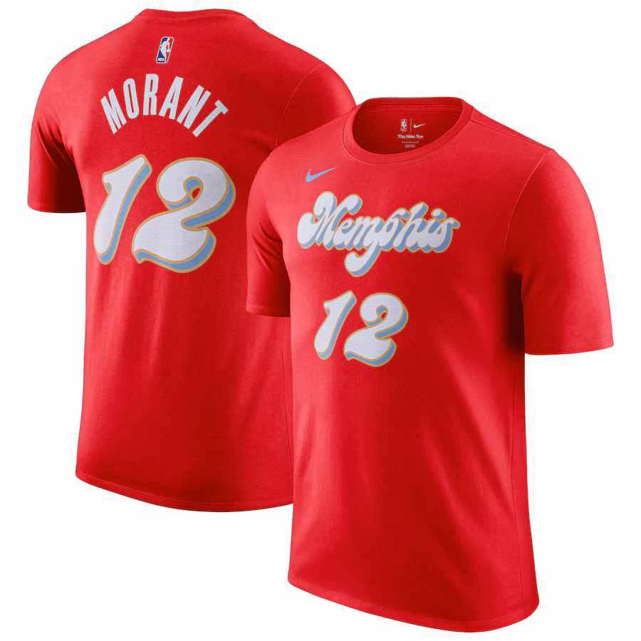 Men's Memphis Grizzlies Ja Morant Nike Red 2024/25 City Edition Name & Number T-Shirt - Jersey