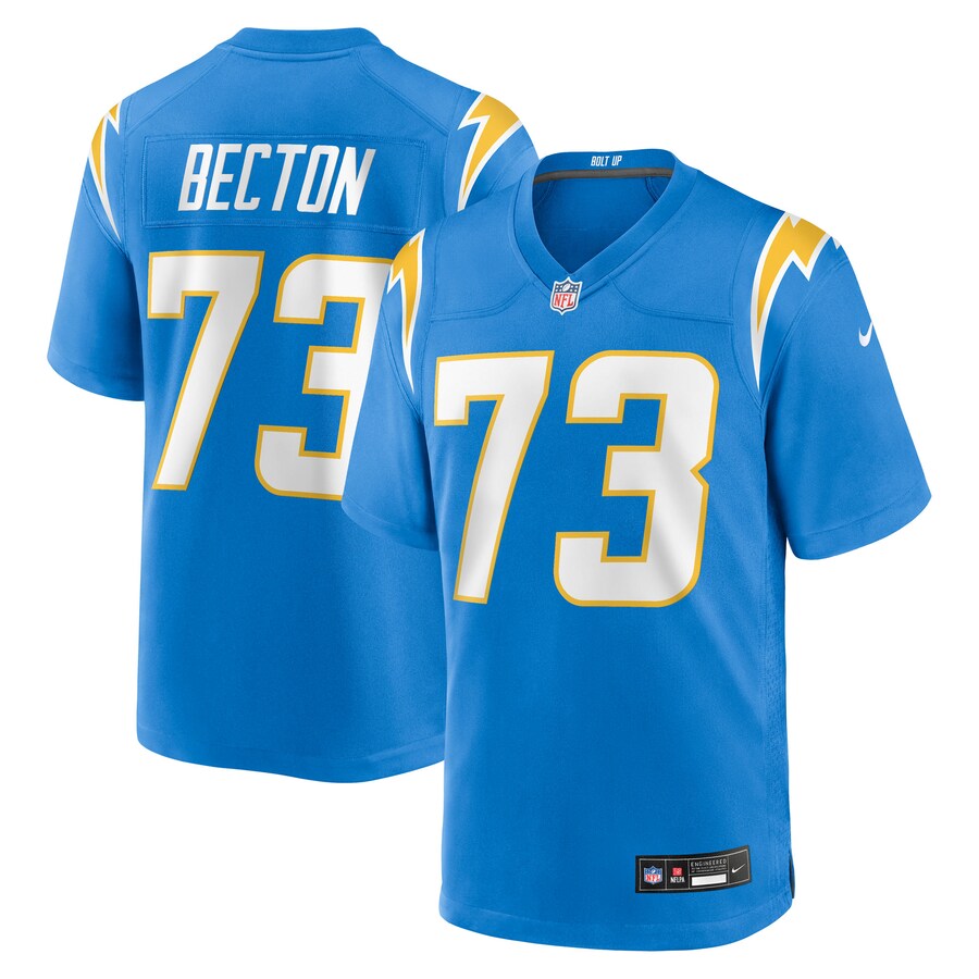 Men's Los Angeles Chargers Mekhi Becton Nike Powder Blue Team Game Jersey - Jersey