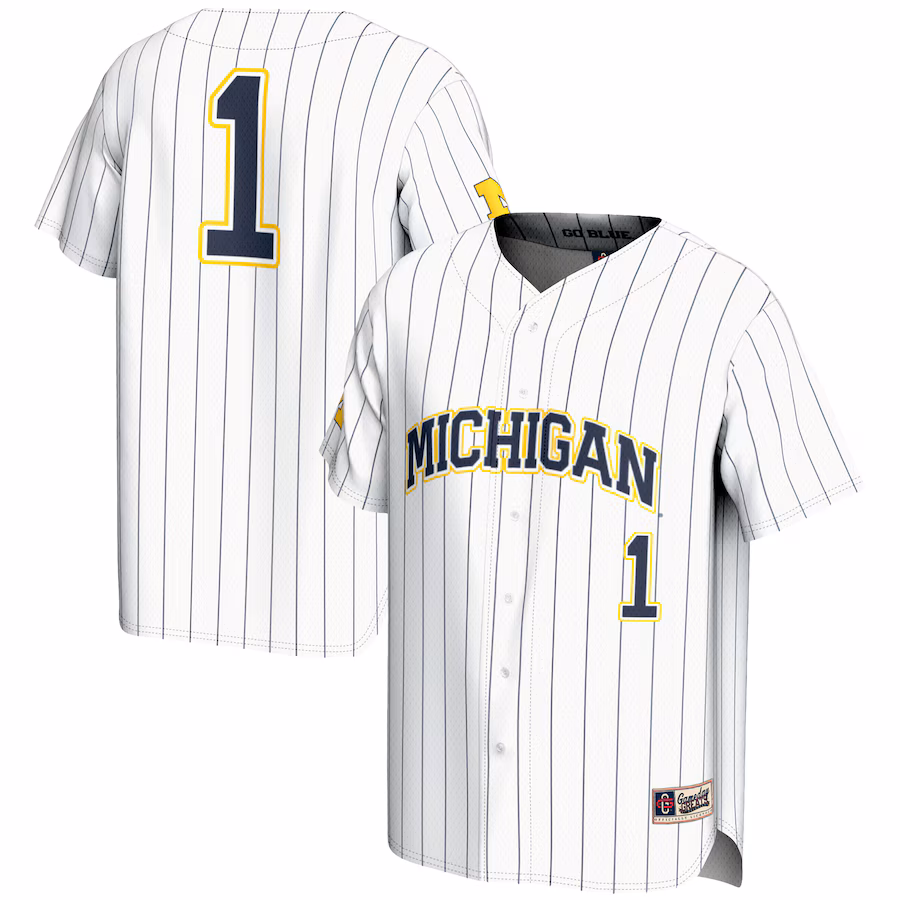 Men's GameDay Greats #1 White Michigan Wolverines Lightweight Baseball Fashion Jersey - Jersey