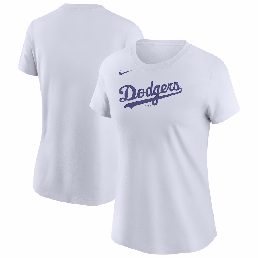 Women's Los Angeles Dodgers Nike White Wordmark T-Shirt - Jersey
