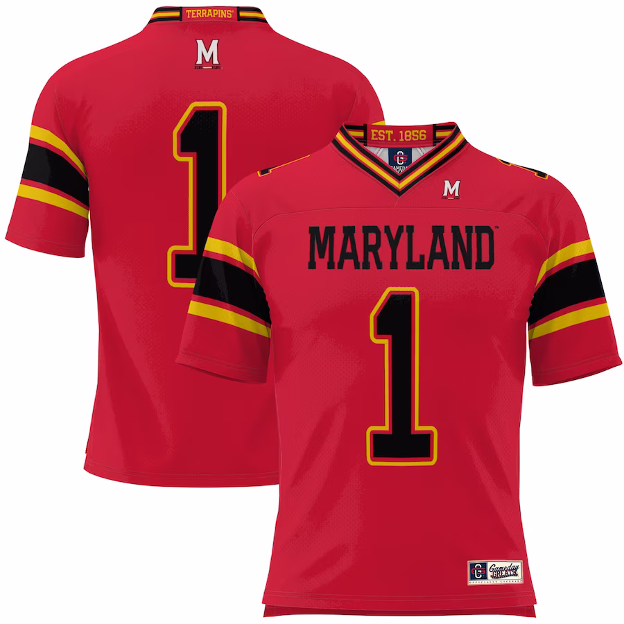 #1 Maryland Terrapins GameDay Greats Youth Football Jersey - Red - Jersey