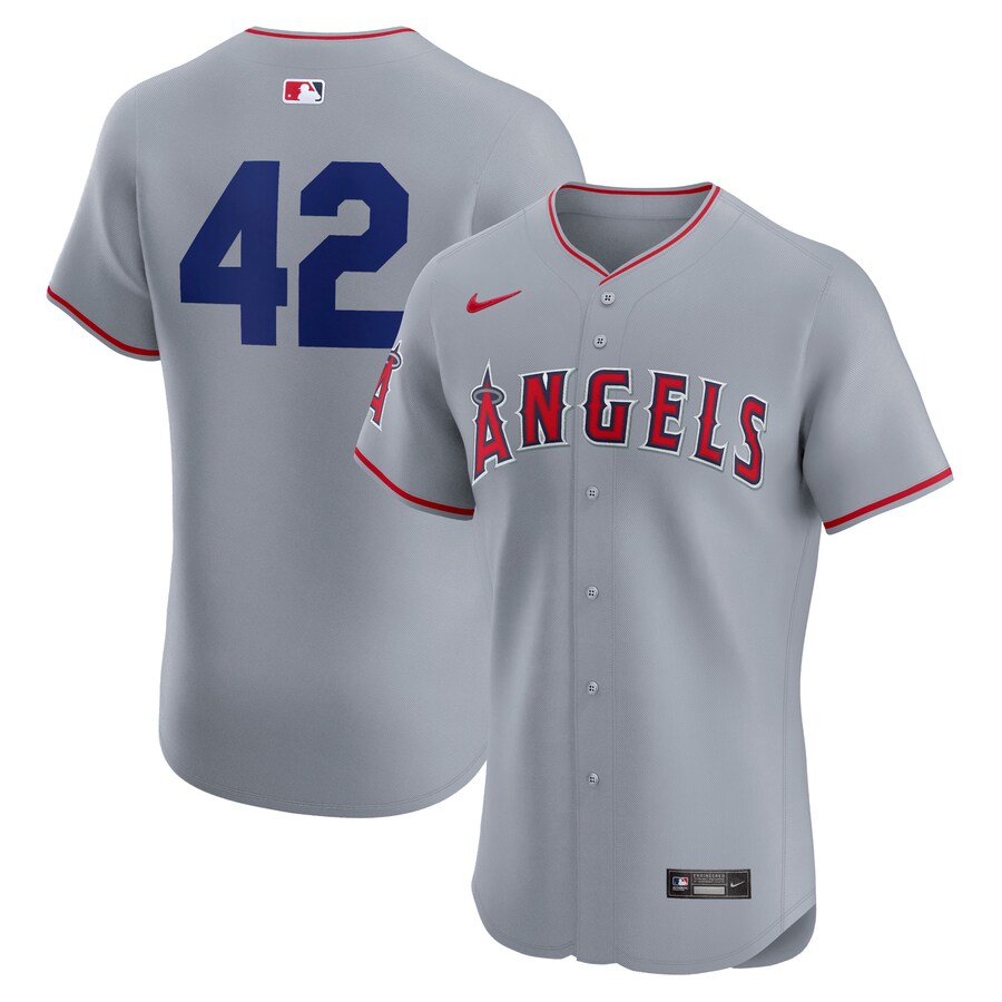 Men's Los Angeles Angels Nike Gray Road 2024 Jackie Robinson Day Elite Jersey - Jersey