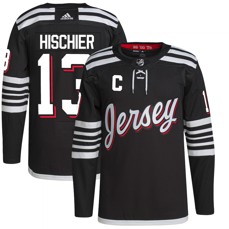 Men's New Jersey Devils Nico Hischier adidas Black Alternate Primegreen Authentic Player Jersey - Jersey