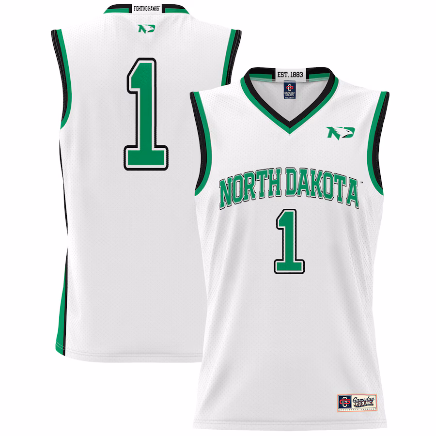 #1 North Dakota GameDay Greats Youth Lightweight Basketball Fashion Jersey - White - Jersey