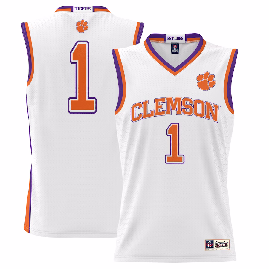 #1 Clemson Tigers GameDay Greats Youth Lightweight Basketball Jersey - White - Jersey
