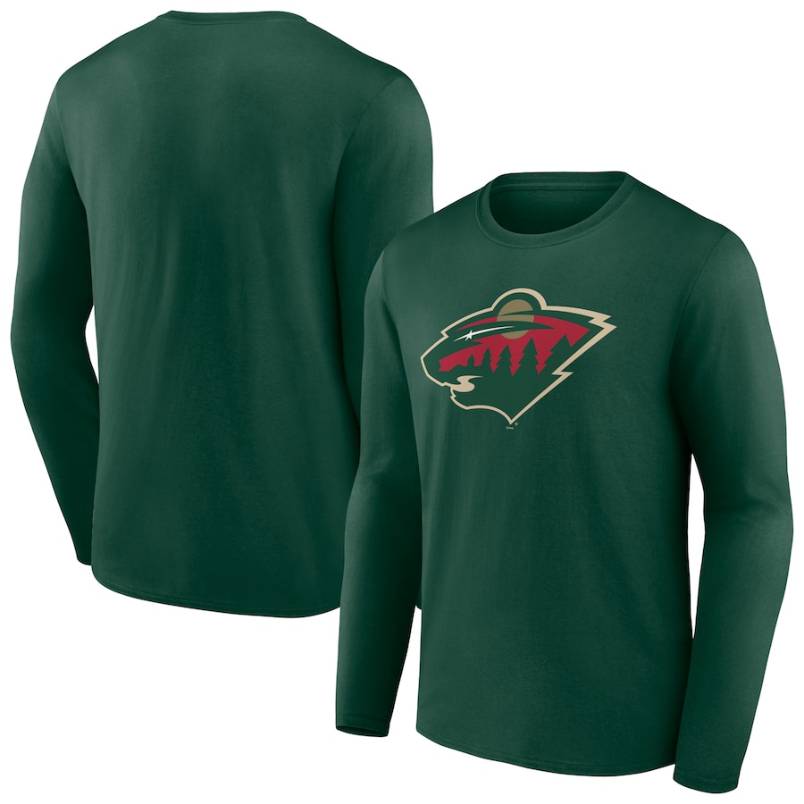 Men's Minnesota Wild Green Primary Logo Long Sleeve T-Shirt - Jersey