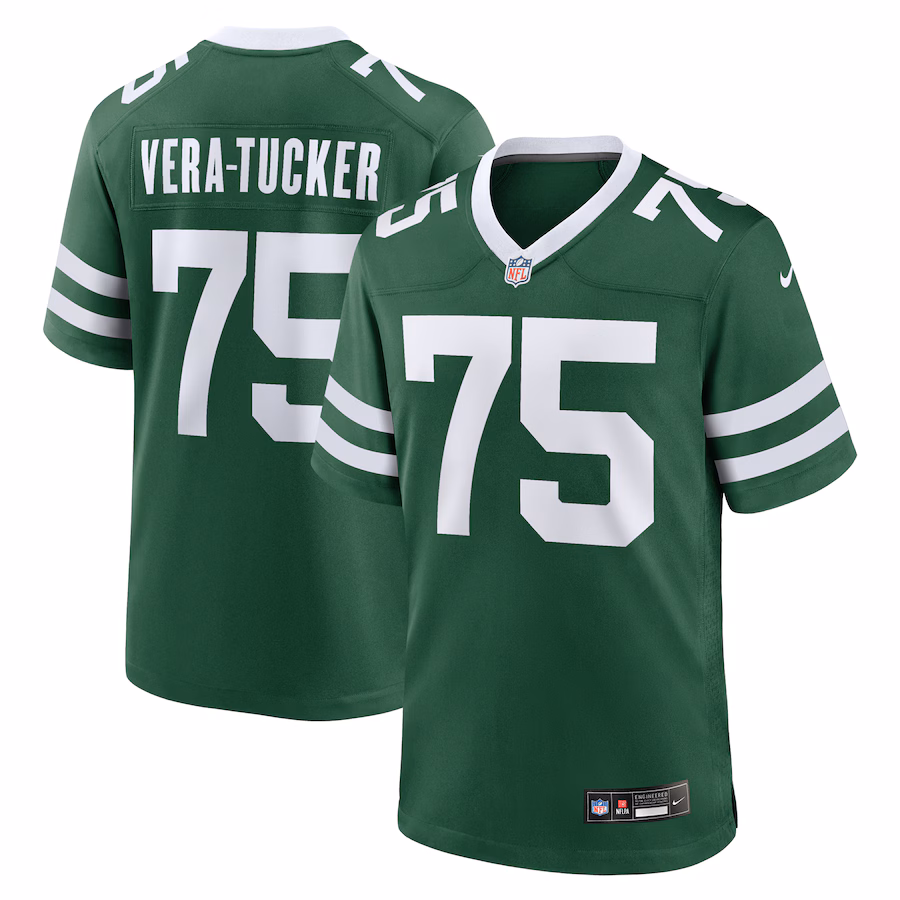 Men's New York Jets Alijah Vera-Tucker Nike Legacy Green Team Game Jersey - Jersey