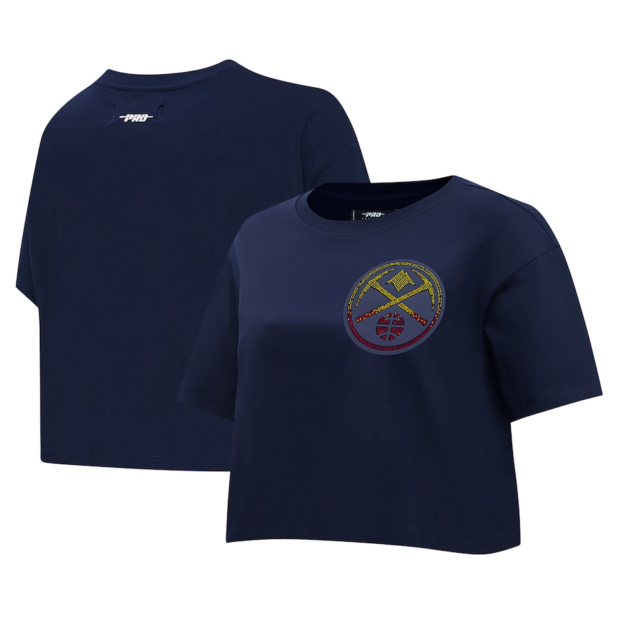 Women's Denver Nuggets Pro Standard Navy Jewels Boxy Cropped T-Shirt - Jersey