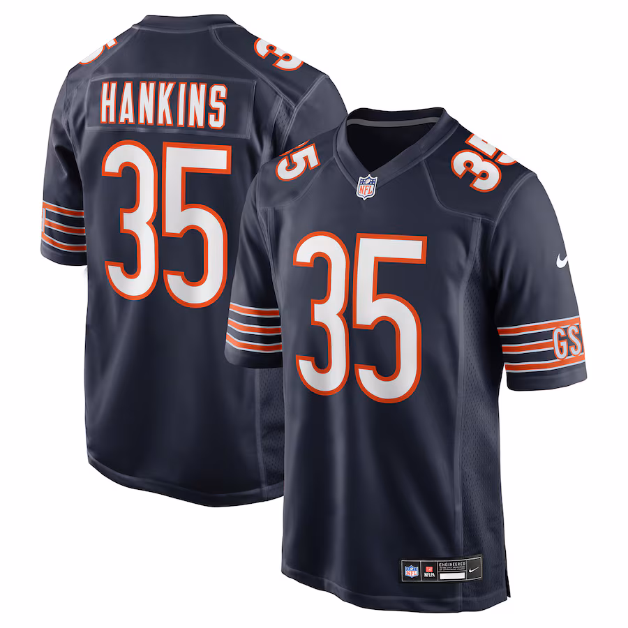 Men's Chicago Bears Deion Hankins Nike Navy Team Game Jersey - Jersey