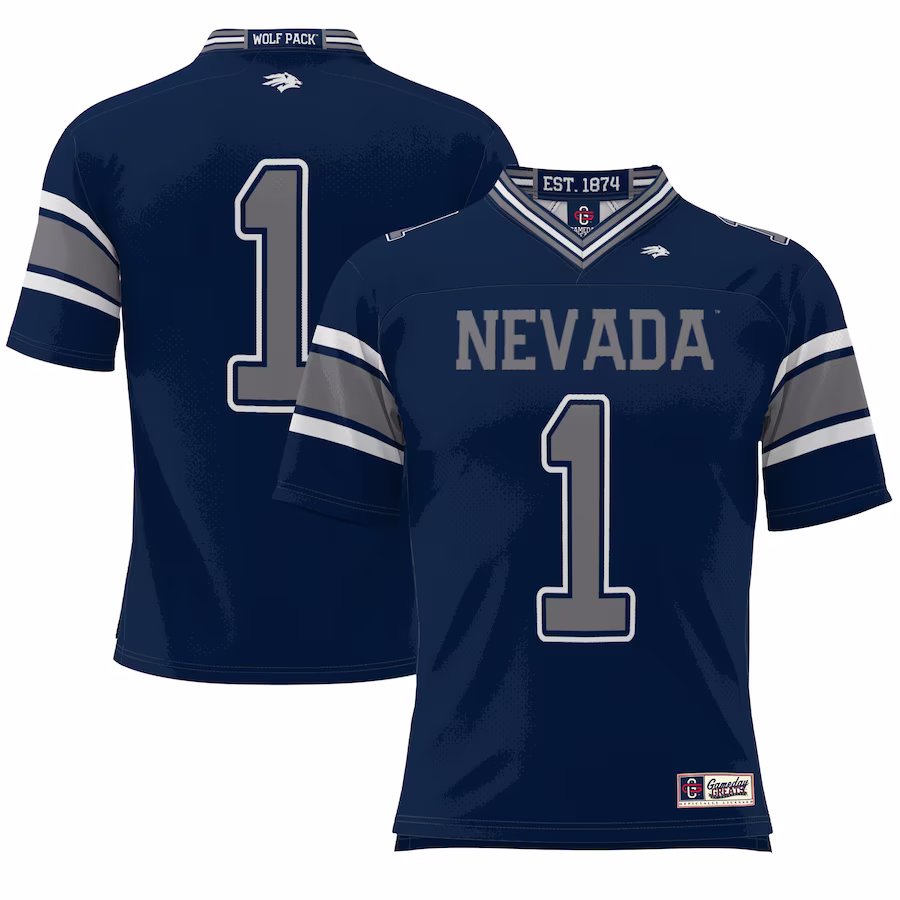 #1 Nevada Wolf Pack GameDay Greats Endzone Football Jersey - Navy - Jersey