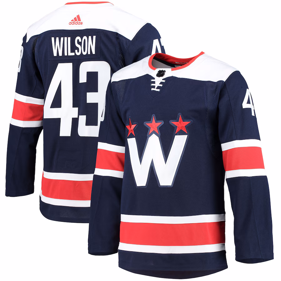 Men's Washington Capitals Tom Wilson adidas Navy Alternate Primegreen Authentic Player Jersey - Jersey
