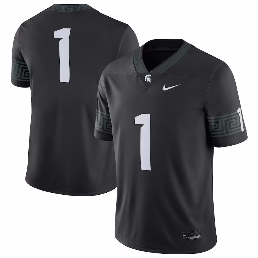 #1 Michigan State Spartans Nike Alternate Football Game Jersey - Black - Jersey
