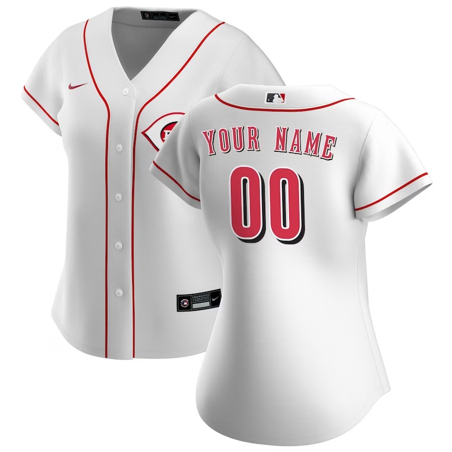 Women's Cincinnati Reds Nike White Home Replica Custom Jersey - Jersey