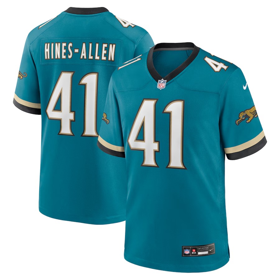 Men's Jacksonville Jaguars Josh Hines-Allen Nike Teal Prowler Throwback Player Game Jersey - Jersey