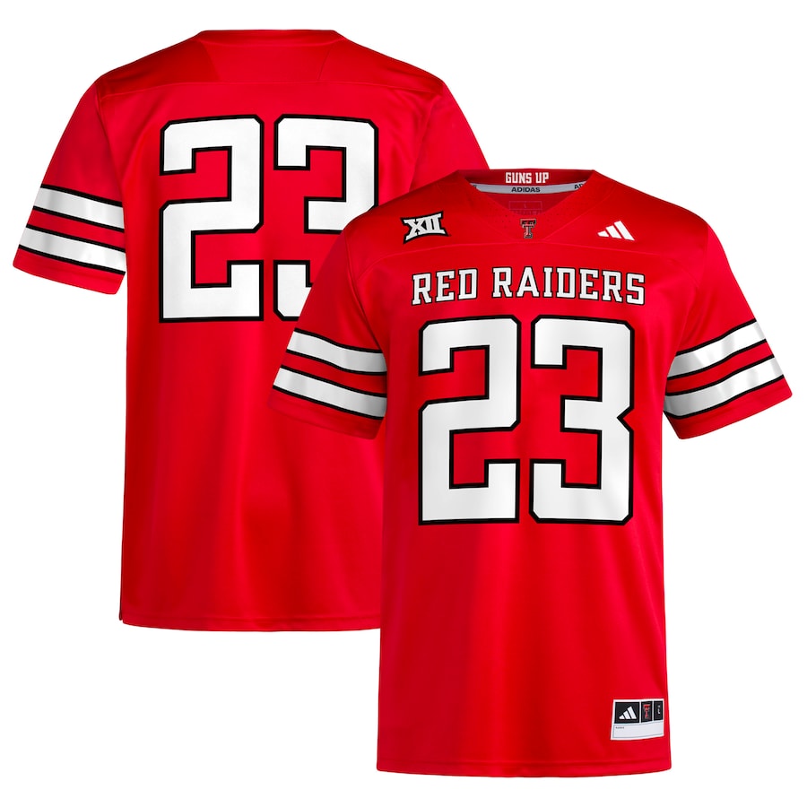 #23 Texas Tech Red Raiders adidas Home Premier Football Jersey – Red - Jersey