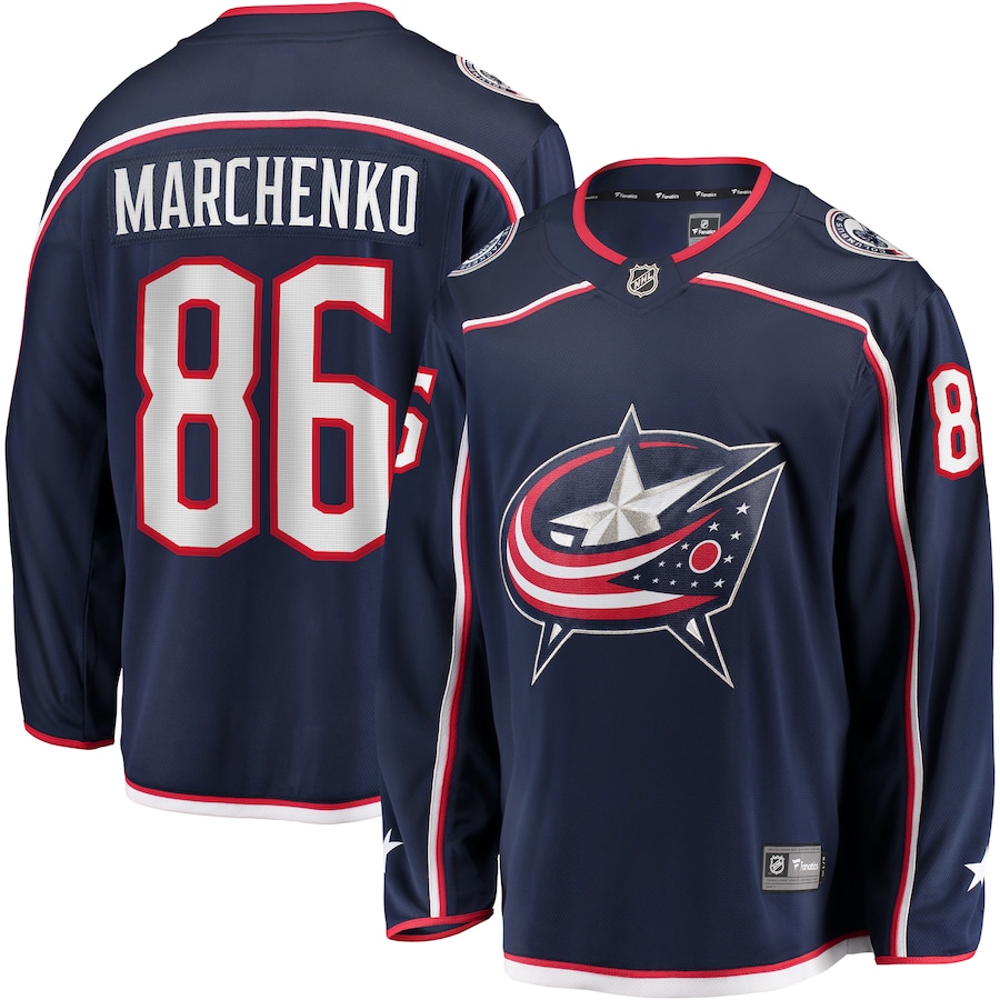 Men's Columbus Blue Jackets Kirill Marchenko Fanatics Navy Home Breakaway Jersey - Jersey