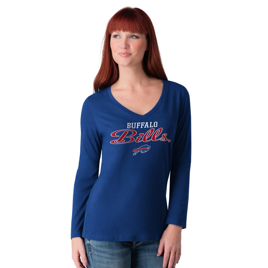 Women's Buffalo Bills G-III 4Her by Carl Banks Royal Post Season Long Sleeve V-Neck T-Shirt - Jersey