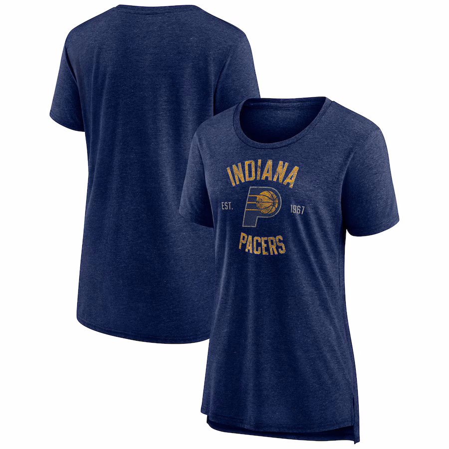 Women's Indiana Pacers Heather Navy Heritage Tri-Blend T-Shirt - Jersey