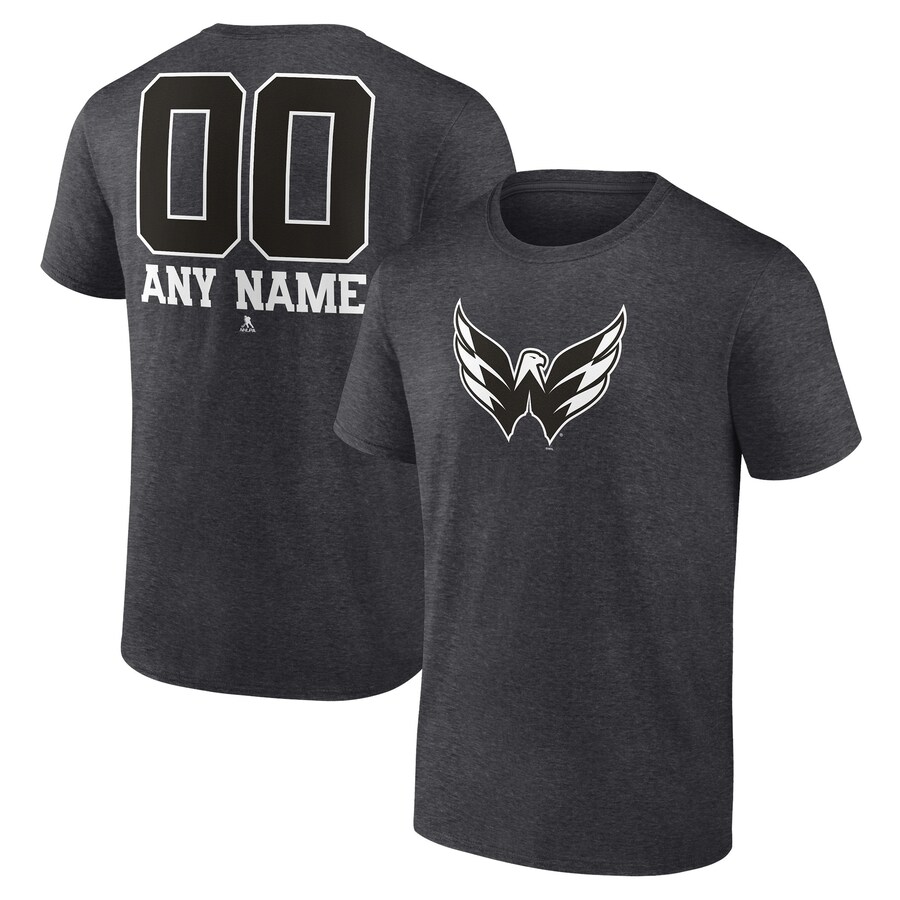 Men's Washington Capitals Charcoal Monochrome Personalized Name & Number T-Shirt - Jersey