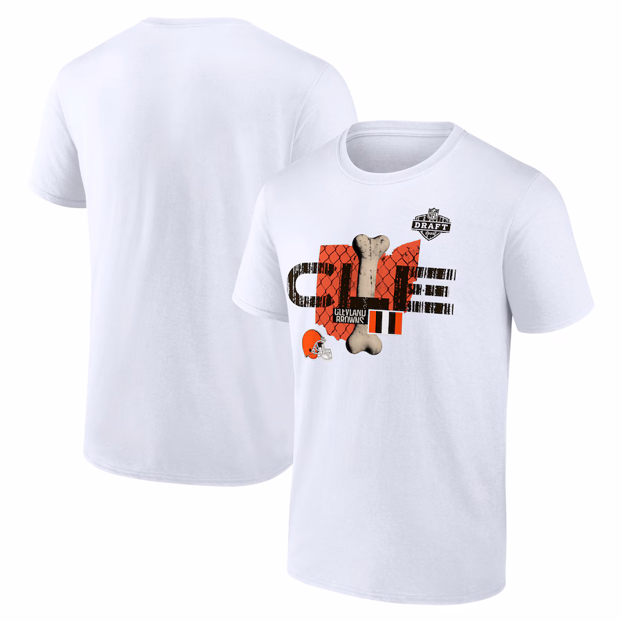 Men's Cleveland Browns White 2025 NFL Draft T-Shirt - Jersey