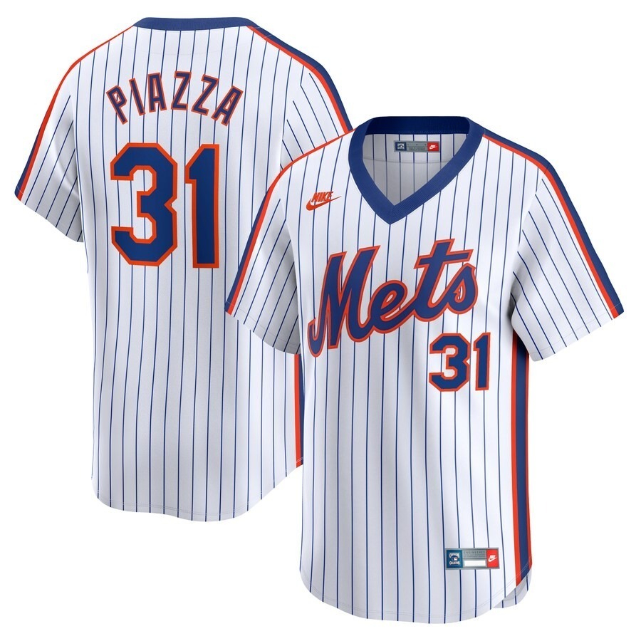 Men's New York Mets Mike Piazza Nike White Throwback Cooperstown Limited Jersey - Jersey