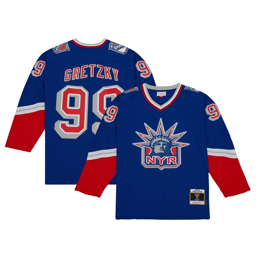 Men's New York Rangers Wayne Gretzky Mitchell & Ness Navy 1996 Blue Line Player Jersey - Jersey