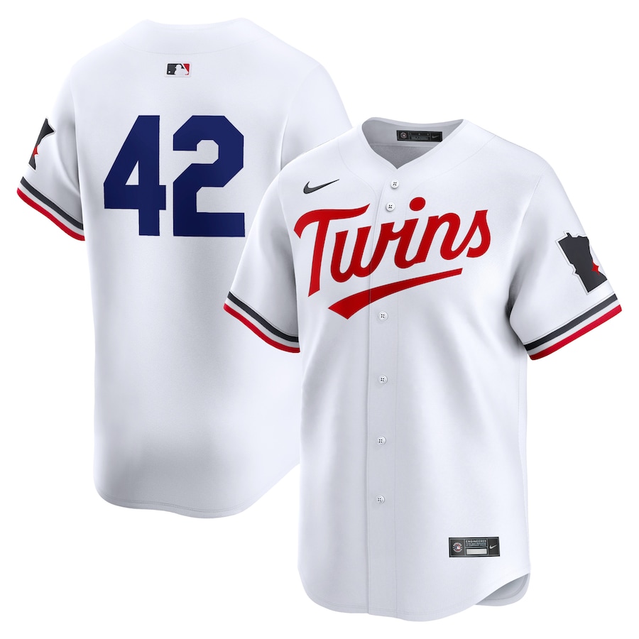 Men's Minnesota Twins  Nike White 2024 Jackie Robinson Day Home Limited Jersey - Jersey