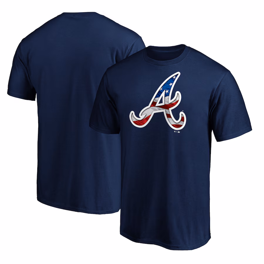 Men's Atlanta Braves Navy Team Banner Wave T-Shirt - Jersey