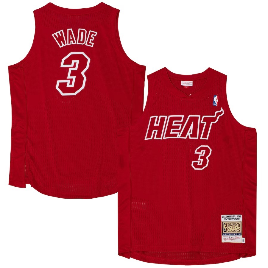 Men's Miami Heat Dwyane Wade Mitchell & Ness Scarlet 2012 Authentic Player Jersey - Jersey