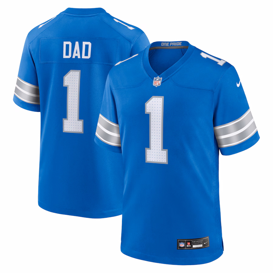 Men's Detroit Lions Number 1 Dad Nike Blue Game Jersey - Jersey