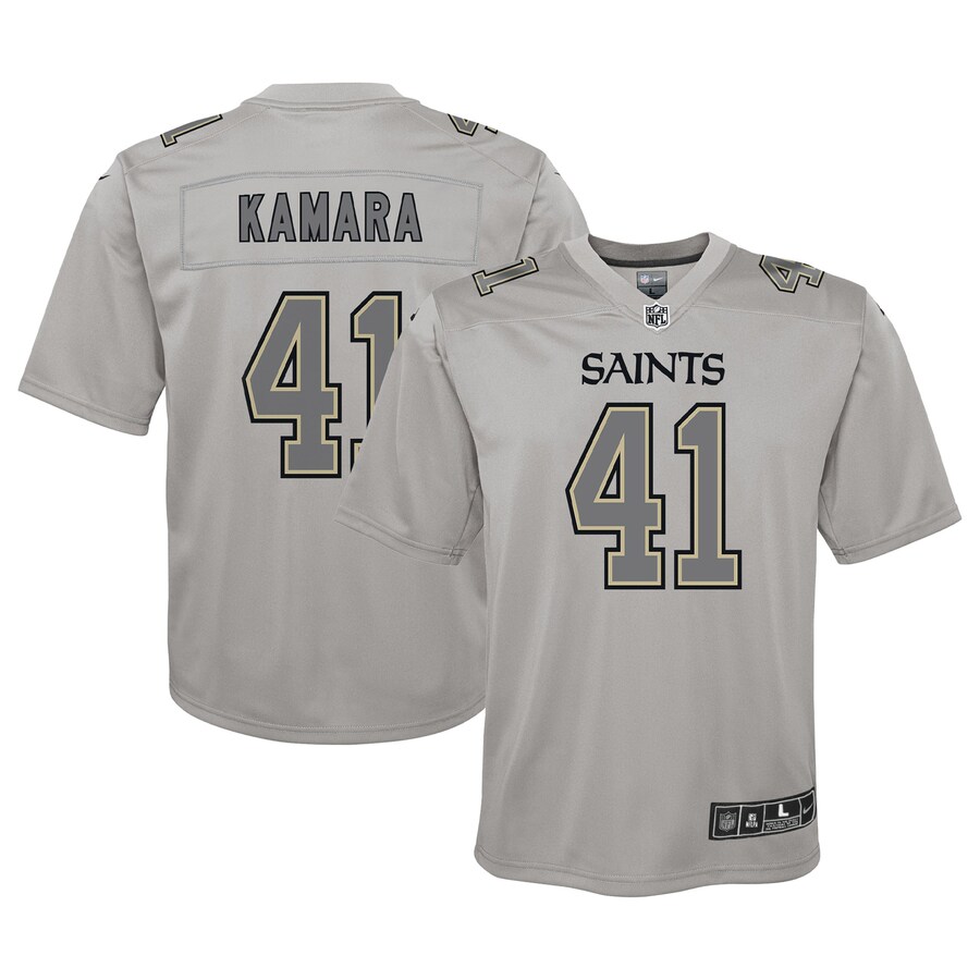 Youth New Orleans Saints Alvin Kamara Nike Gray Atmosphere Game Jersey - Jersey