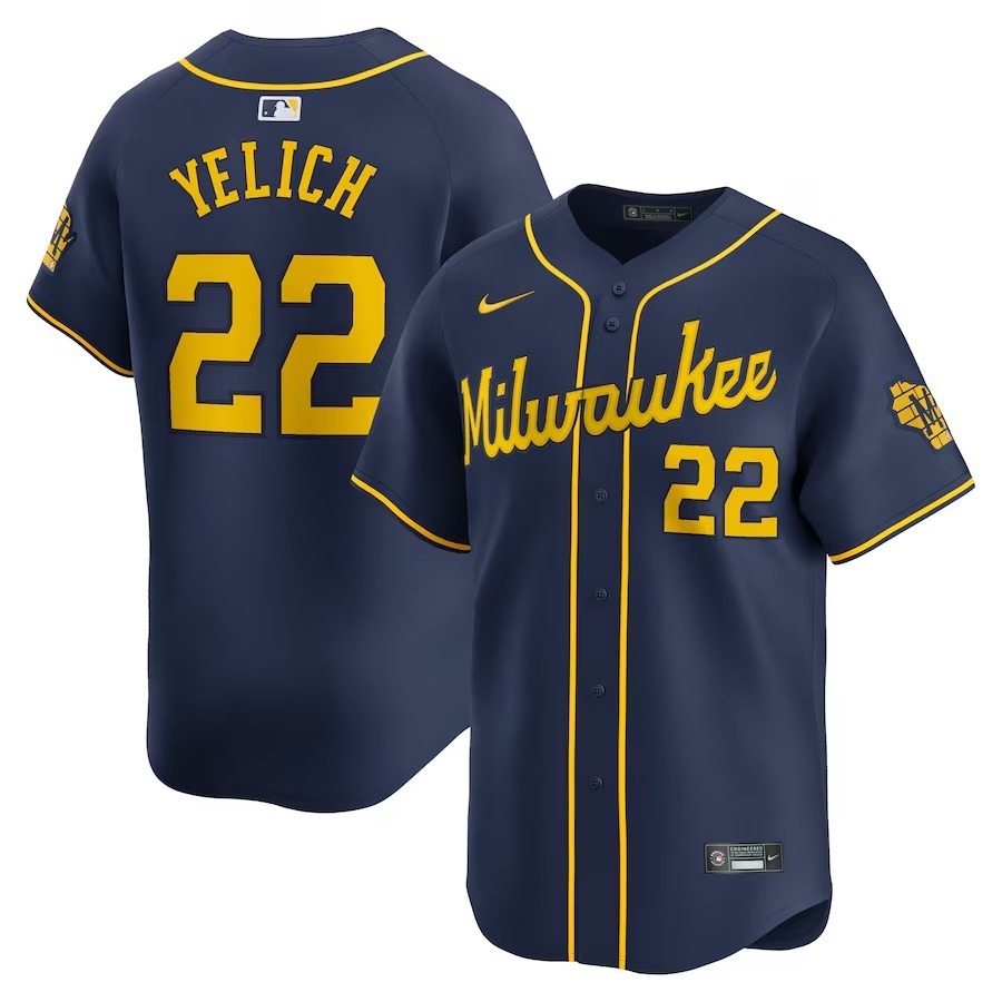 Men's Milwaukee Brewers Christian Yelich Nike Navy Alternate Limited Player Jersey - Jersey
