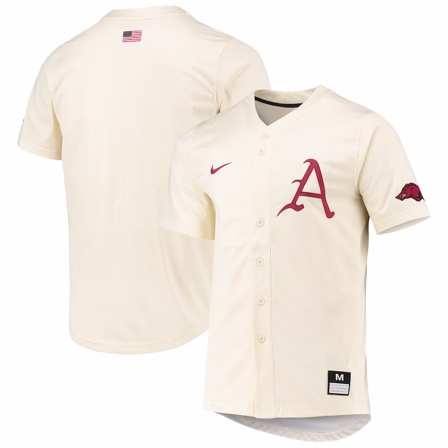 Arkansas Razorbacks Nike Replica Baseball Jersey - Natural - Jersey
