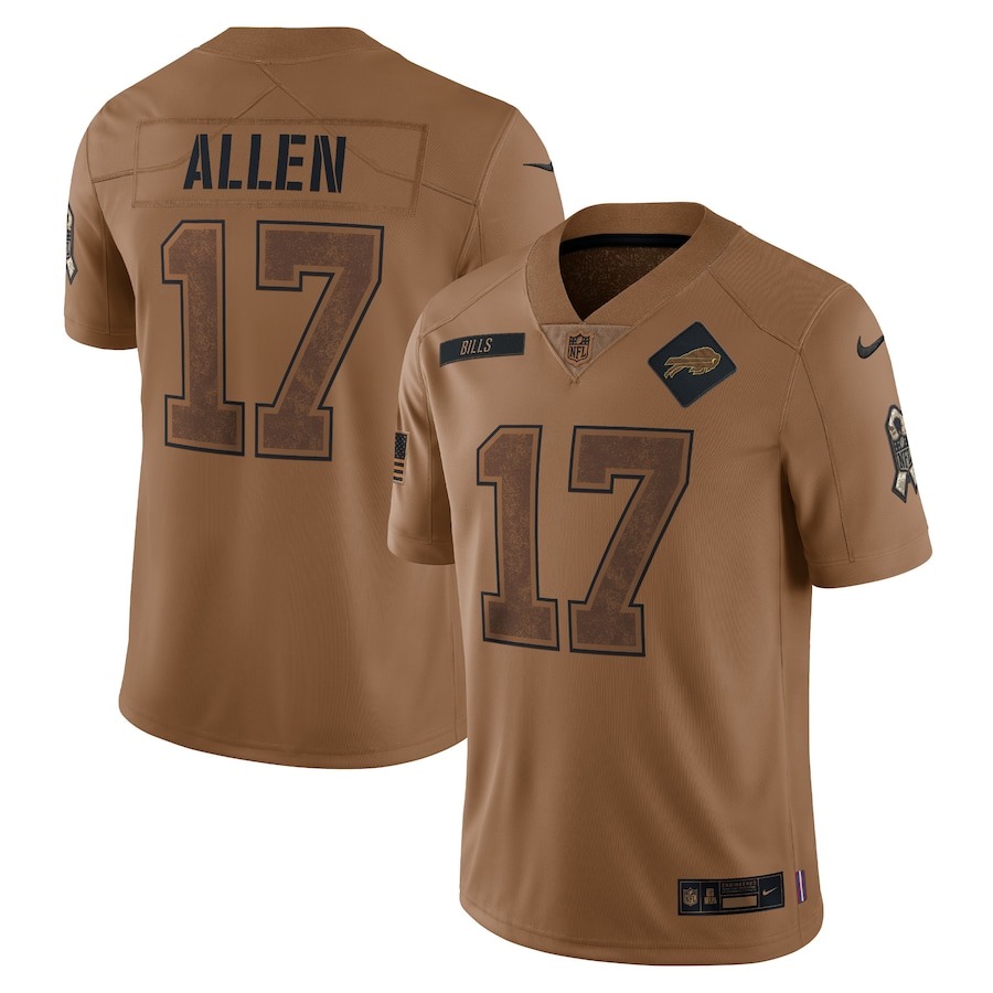 Men's Buffalo Bills Josh Allen Nike Brown 2023 Salute To Service Limited Jersey - Jersey