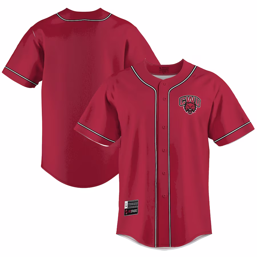 Central Washington Wildcats GameDay Greats  Lightweight Baseball Jersey - Crimson - Jersey