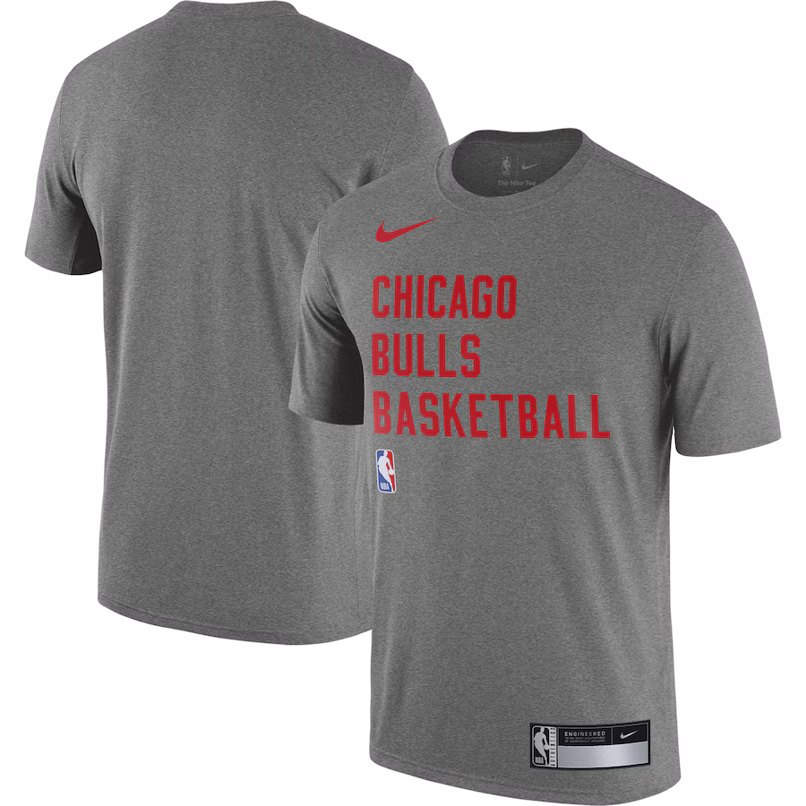 Men's Chicago Bulls Nike Heather Gray 2023/24 Sideline Legend Performance Practice T-Shirt - Jersey
