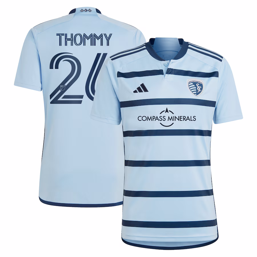 Men's Sporting Kansas City Erik Thommy adidas Light Blue 2024 Hoops 4.0 Replica Player Jersey - Jersey