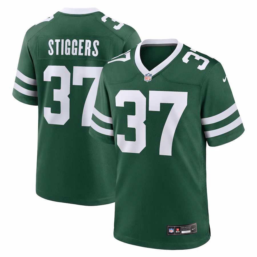 Men's New York Jets Qwan'tez Stiggers Nike Legacy Green Team Game Jersey - Jersey