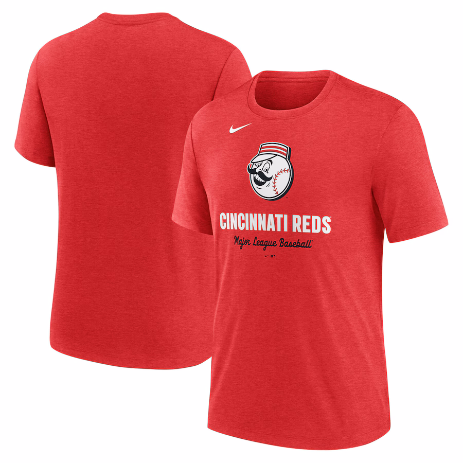 Men's Cincinnati Reds Nike Heather Red Logo Tri-Blend T-Shirt - Jersey