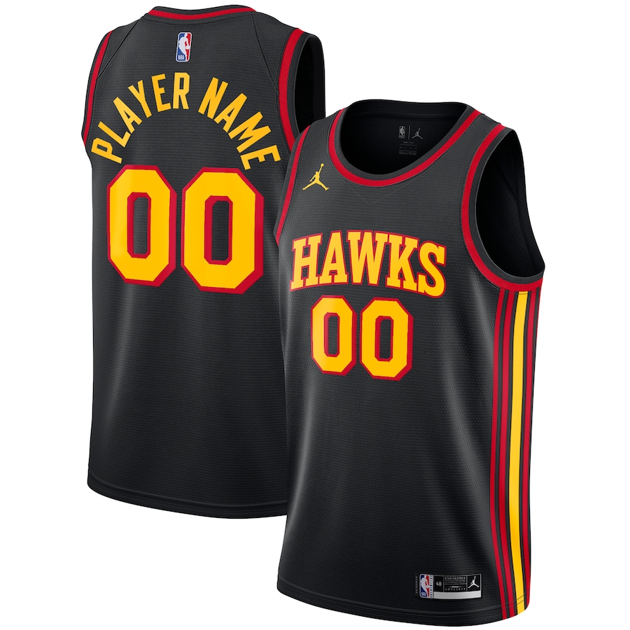 Men's Atlanta Hawks Jordan Brand Black Swingman Custom Jersey - Statement Edition - Jersey