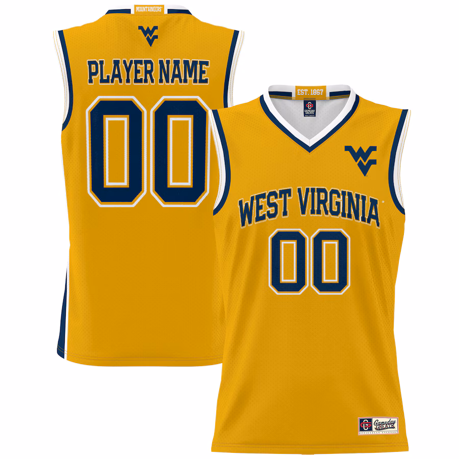 West Virginia Mountaineers GameDay Greats Men's NIL Pick-A-Player Lightweight Basketball Jersey - Gold - Jersey