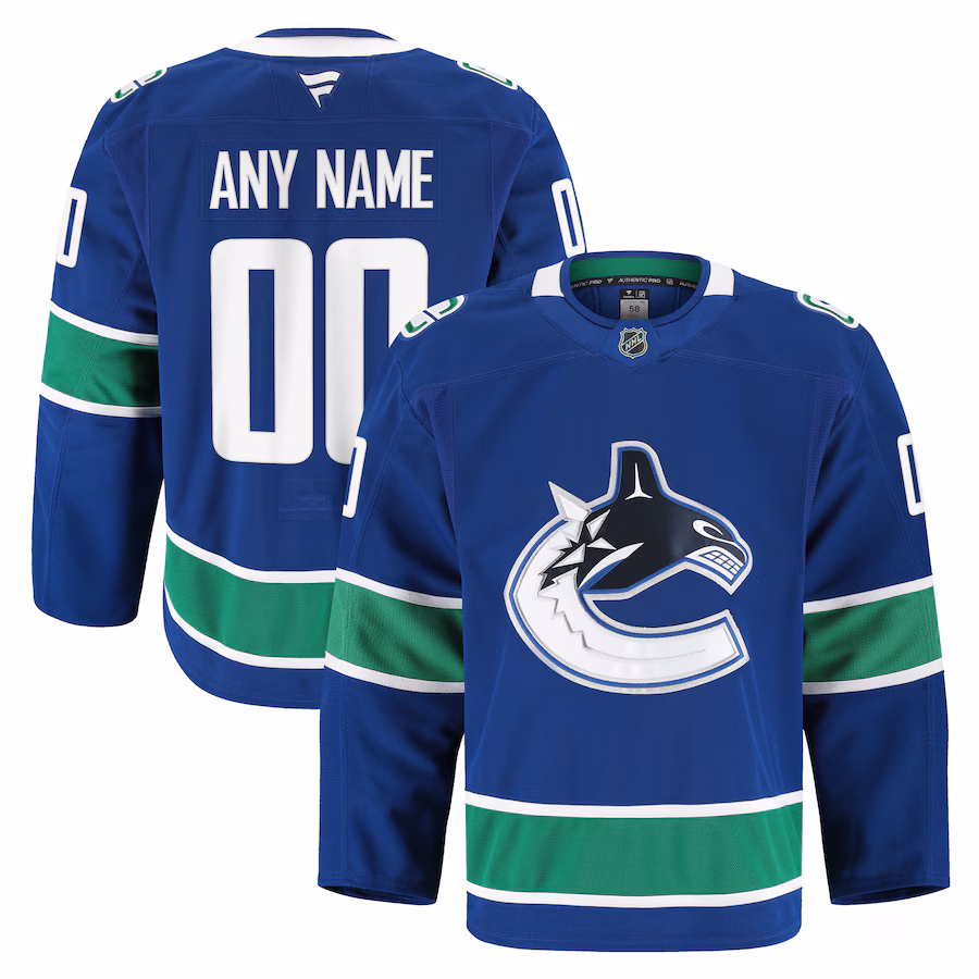 Men's Vancouver Canucks Fanatics Blue Home Authentic Pro Custom Jersey - Jersey