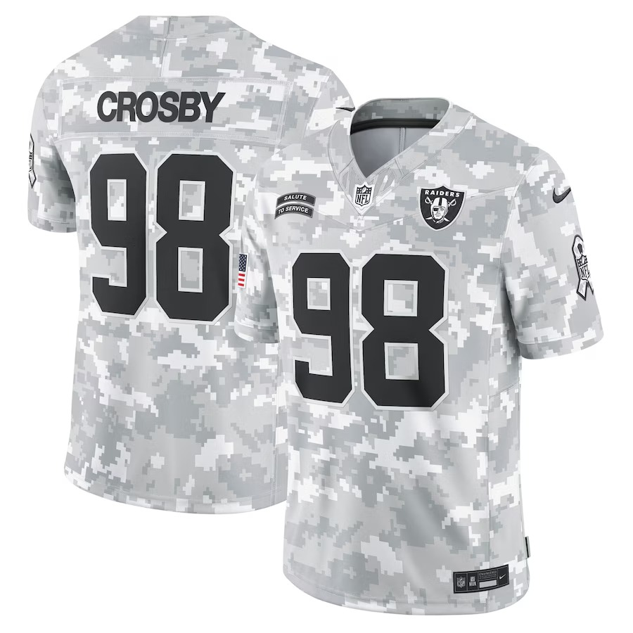 Men's Las Vegas Raiders Maxx Crosby Nike Arctic Camo 2024 Salute to Service Limited Jersey - Jersey