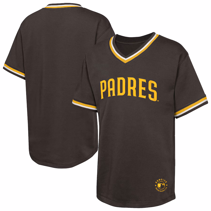 Youth San Diego Padres Brown Relief Pitcher V-Neck T-Shirt - Jersey