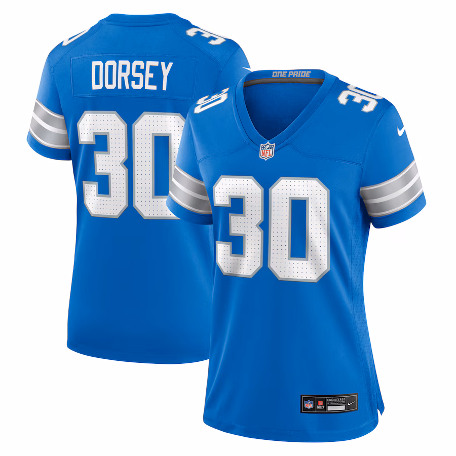 Women's Detroit Lions Khalil Dorsey Nike Blue Team Game Jersey - Jersey