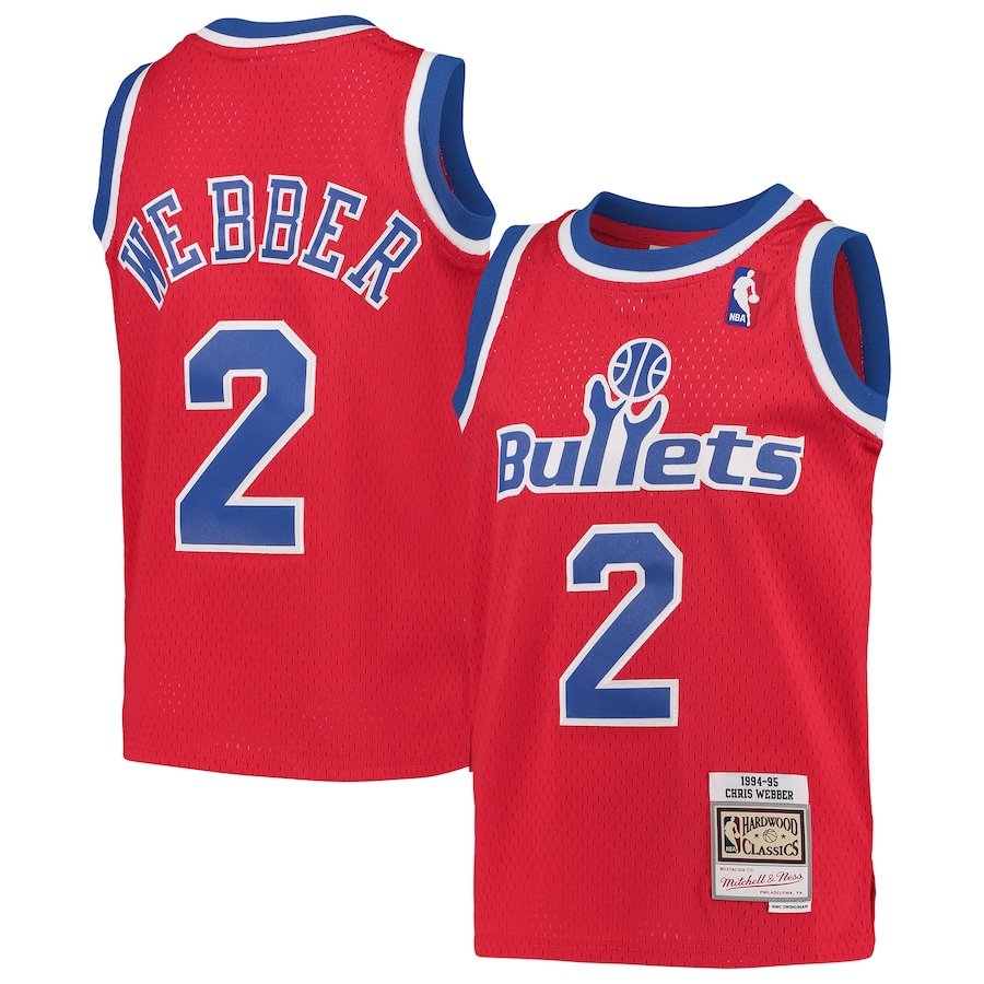Youth Washington Bullets Chris Webber Mitchell & Ness Red 1994/95 Hardwood Classics Swingman Jersey - Jersey