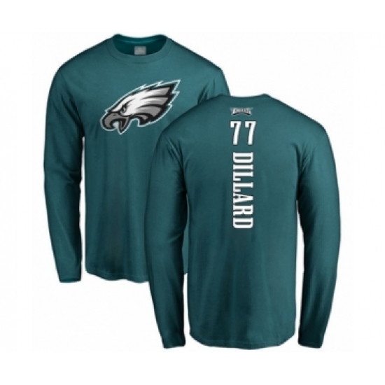 Philadelphia Eagles #77 Andre Dillard Green Backer Long Sleeve T-Shirt - Jersey