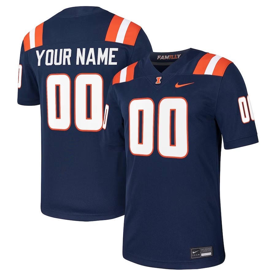 Illinois Fighting Illini Nike Custom Football Game Jersey - Navy - Jersey
