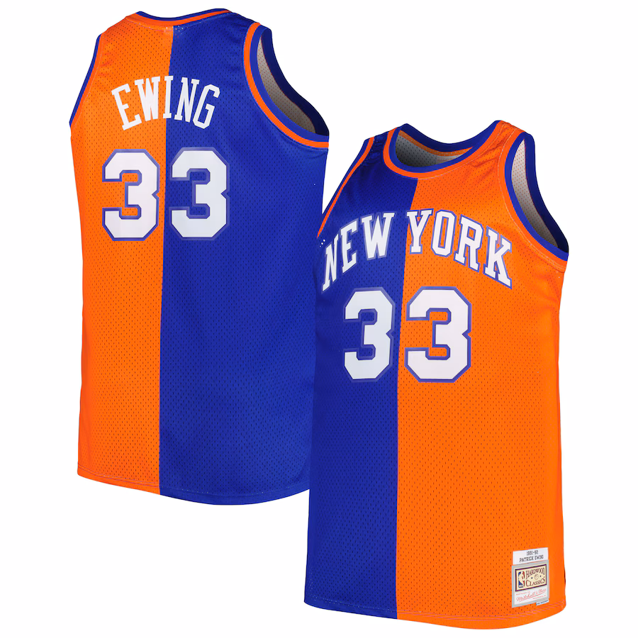Men's New York Knicks Mitchell & Ness Blue/Orange Big & Tall Hardwood Classics 1991/92 Split Swingman Jersey - Jersey